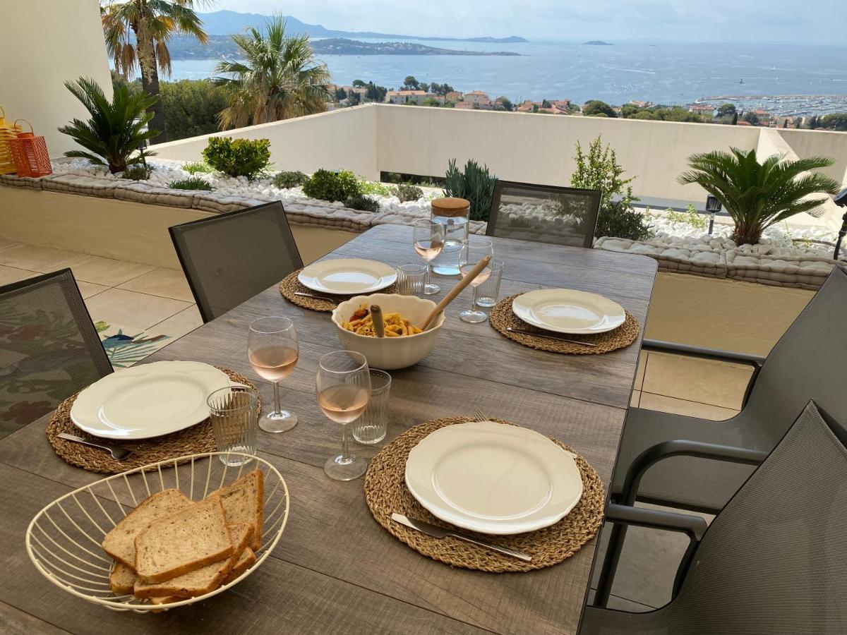Superbe T2 44M2 - Grande Terrasse Vue Mer Panoramique Exceptionnelle Piscine - Parking Бандоль Экстерьер фото