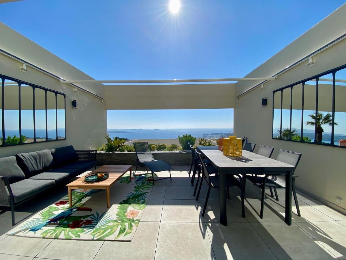Superbe T2 44M2 - Grande Terrasse Vue Mer Panoramique Exceptionnelle Piscine - Parking Бандоль Экстерьер фото